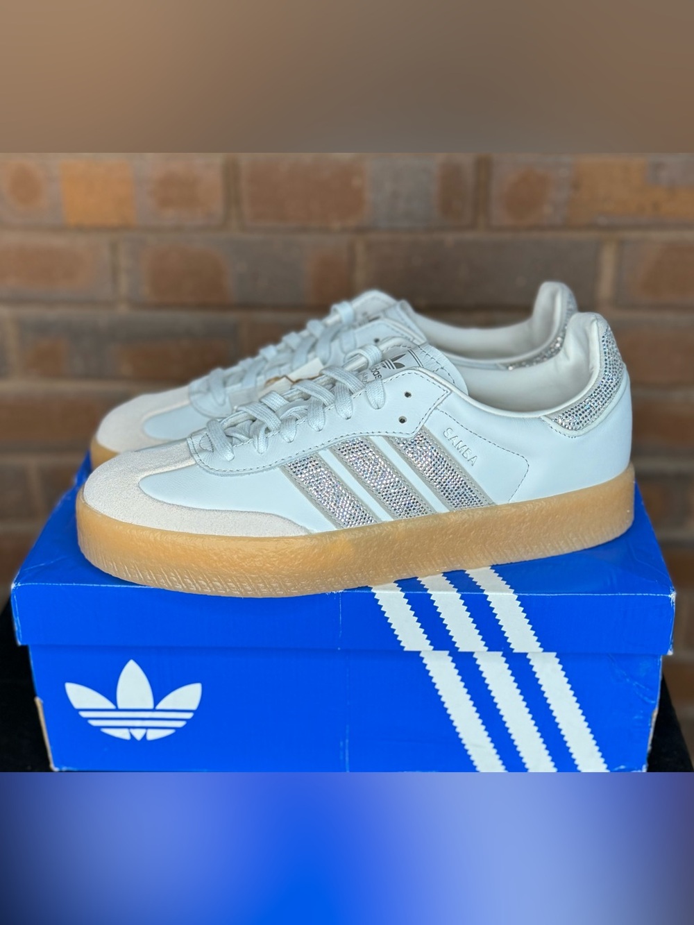 Adidas Sambae W Rhinestone Crystal White Silver Women’s 10 IH4046 (166)